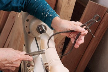 Cutting turning diameter with parting tool and calipers