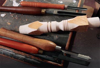 Spindle turning tools and chair leg example