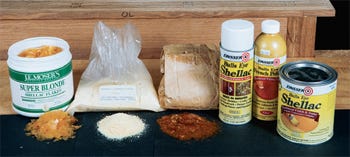 Different types of mixed and unmixed shellacs