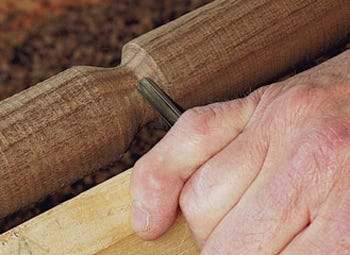 Forming a cove in chair leg with fingernail gouge