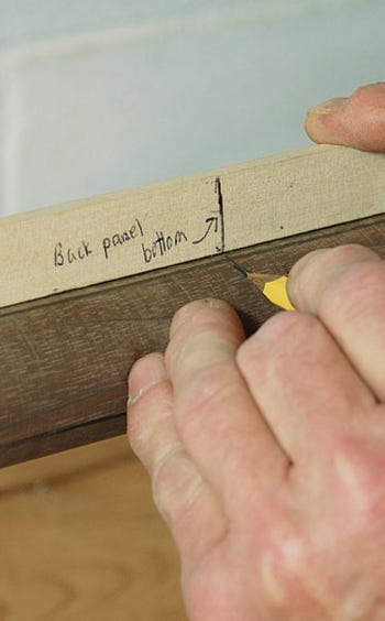 Transfer rung mortise locations from the story sticks
