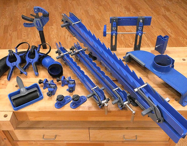 10 Rockler tools spread out on workbench