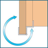 Diagram of a no-mortise hinge opening to 270 degrees