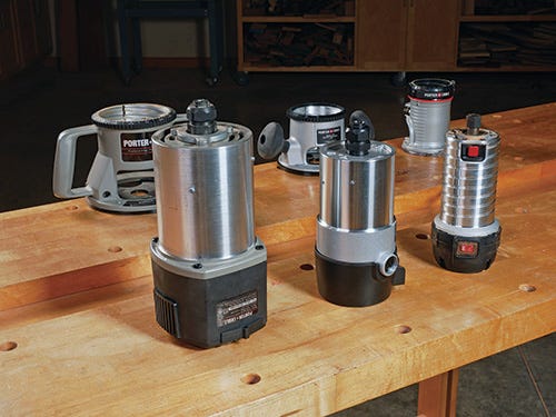 3 different sized wood routers