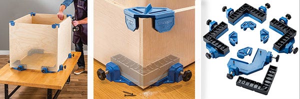 Rockler clamp-it corner clamps assembling a cabinet
