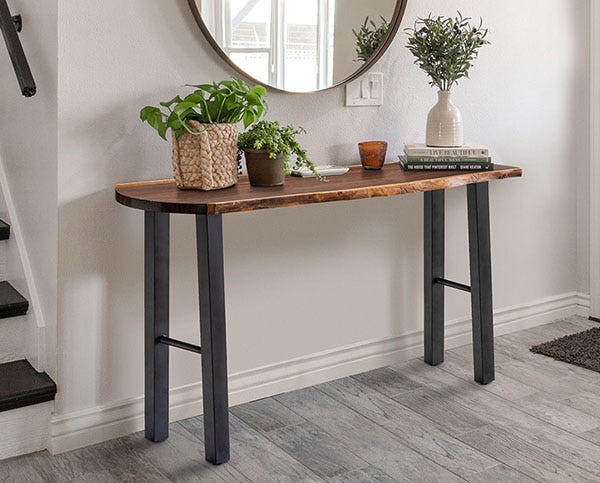 a-style metal legs on entry table