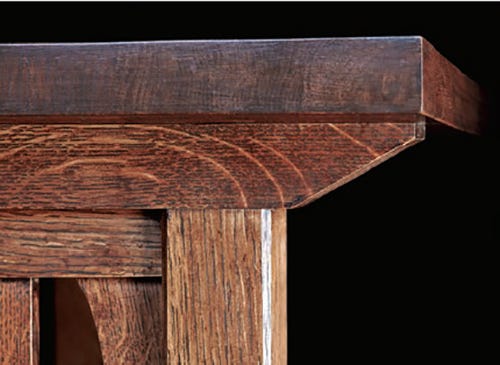 Corner close-up of white oak coffee table