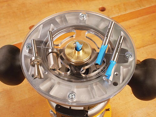 Four varieties of router bits for cutting dovetails