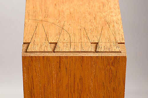 Test fitting drawer dovetail joint