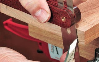 Marking out dovetail tails with a knife