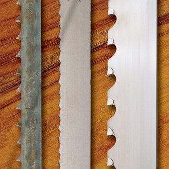 Three different styles and sizes of band saw blade