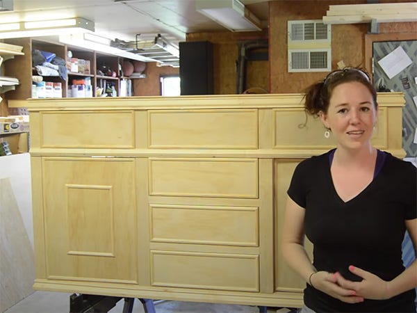 April Wilkerson's double sink bathroom vanity with added drawer and door fronts