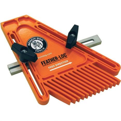 Bench dog single feather-lock multi-purpose featherboard