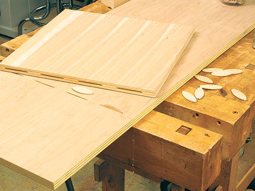 Biscuit joinery in media center casework