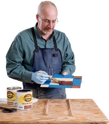 Using a badger brush to finish box top