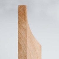 Close-up side view of cabinet door panel cove profile