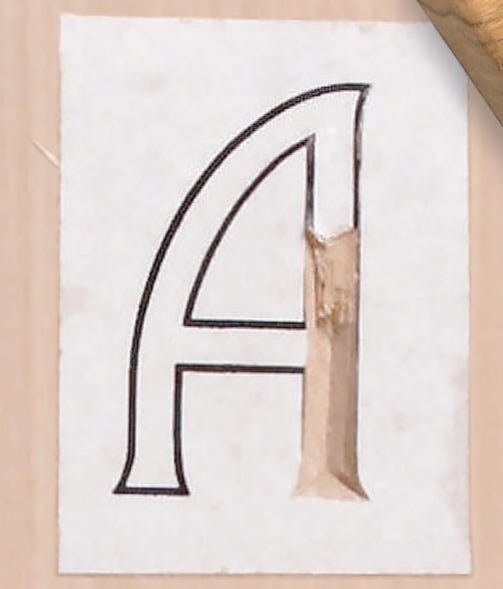 Using printed paper as a letter carving template