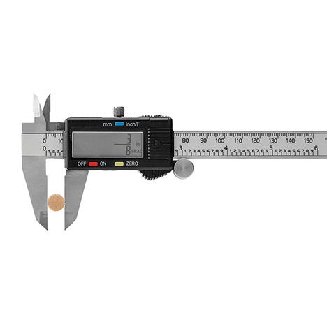 Using calipers to check dowels