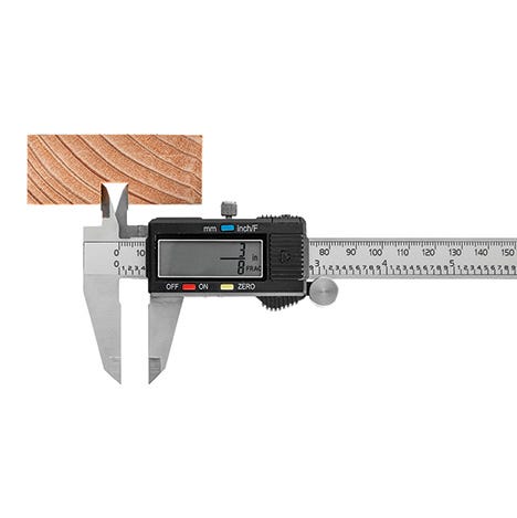 Measuring interior of cut with a caliper