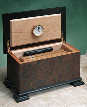 Antique-style walnut humidor box