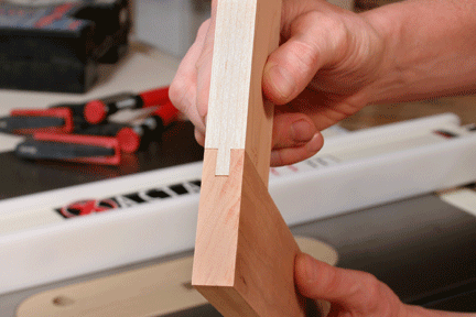 Dry fitting the final tongue-and-groove joint