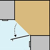Diagram of the design of a diagonal corner cabinet