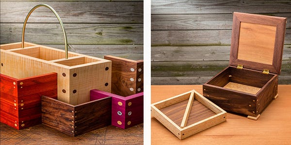 mitered box corners reinforced with corner key dowels