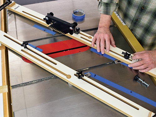 Using masking tape to guide cove cutting jig