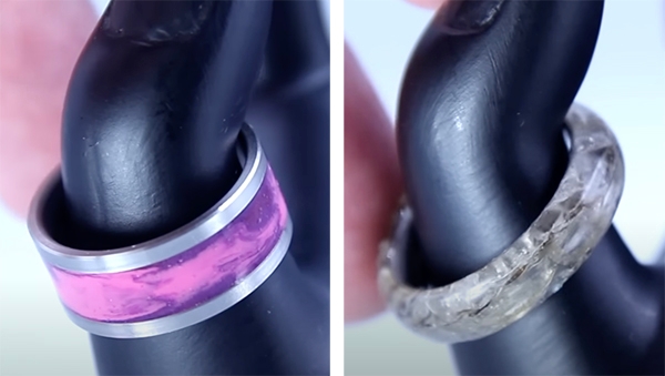 ring made from crayons and a ring made from snakeskin