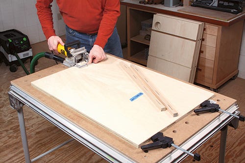 Using domino machine to cut holes for biscuit joinery
