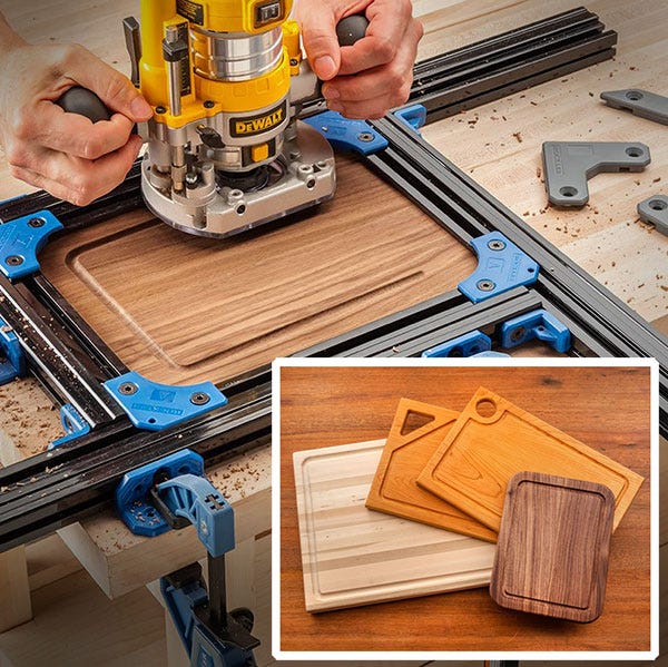 using a router jig to make a cutting board juice groove