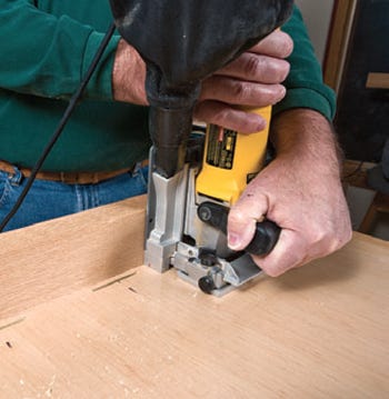 Using workbench to support cuts with biscuit joiner