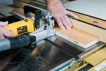 Edge joining with a biscuit joiner