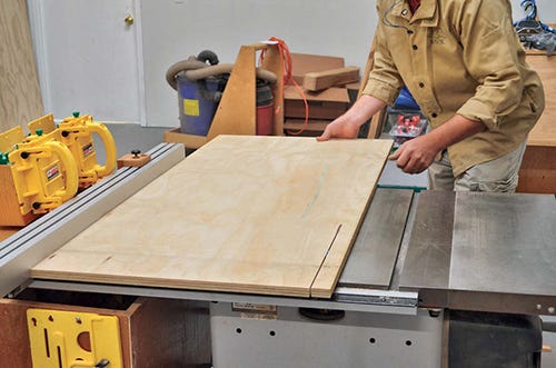 Ripping parts for miter saw station cabinetry