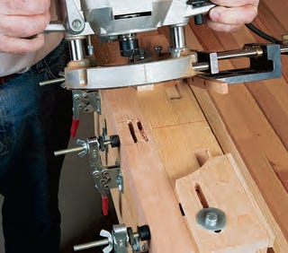 Using router to cut mortises in sideboard legs