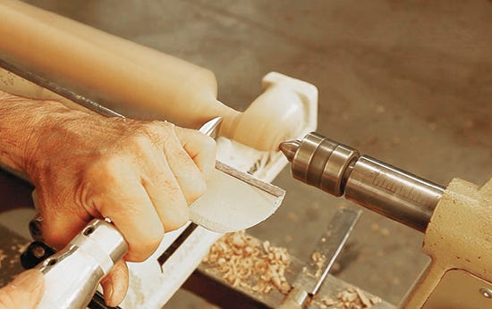 Forming foot on cabriole leg turning