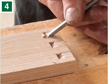 Cutting dovetail waste with sharp chisel 