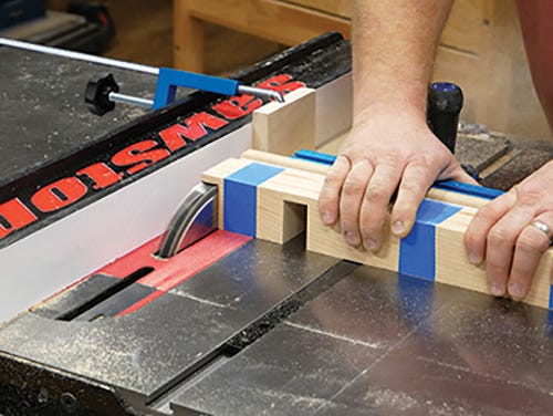 Using a dado stack to cut joinery for a shelving unit