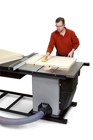 Sawing shelving grooves in miter station side panels