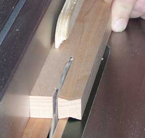 Cutting out stock for dovetail keys at the table saw