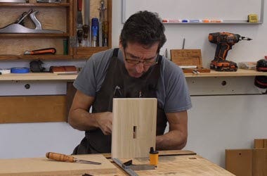 Cutting a through mortise with a chisel