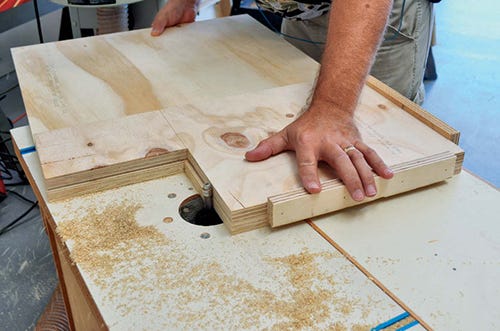 Using template as guide to route upright panel edges
