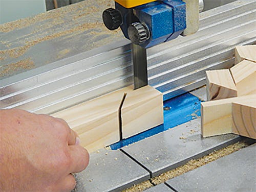 Using band saw fence to guide cut