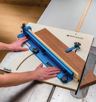 Rockler table saw crosscut sled in use