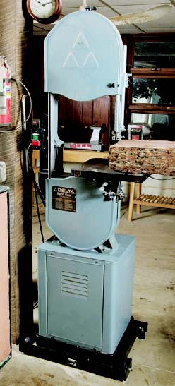 Delta band saw with cut bowl blanks
