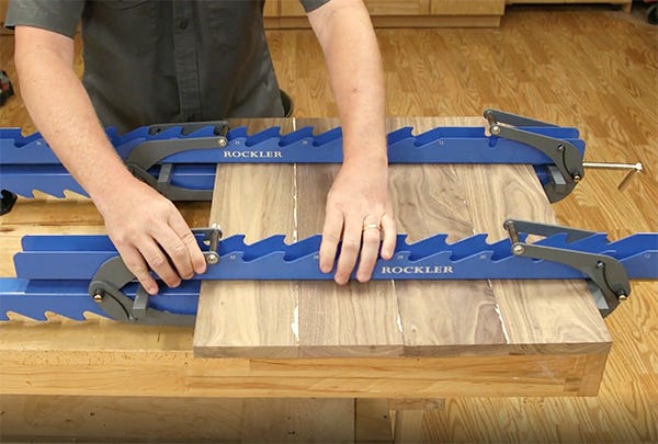 large wood panel in deluxe panel clamps