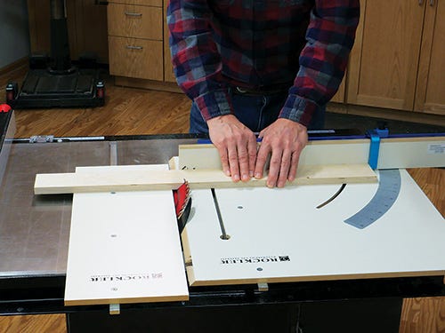 Using Rockler crosscut sled to make table saw cuts