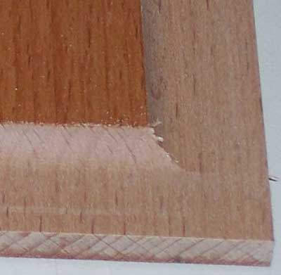Concave edging for door panel cut with a dish cutting router bit