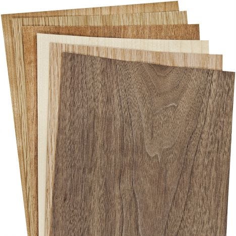 Samples of domestic wood veneer squares
