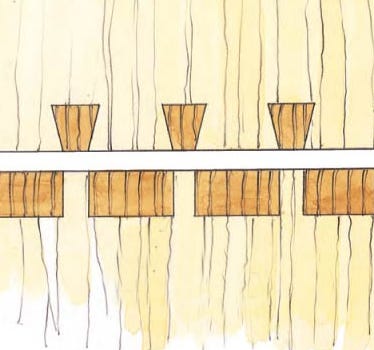 Diagram of a dovetail joint pin and tail layout